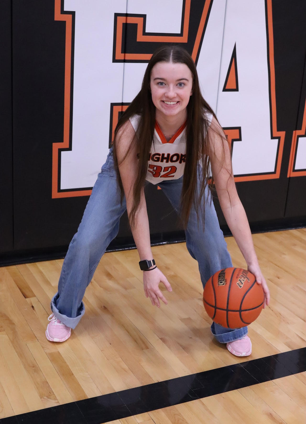Player dribbling a basketball